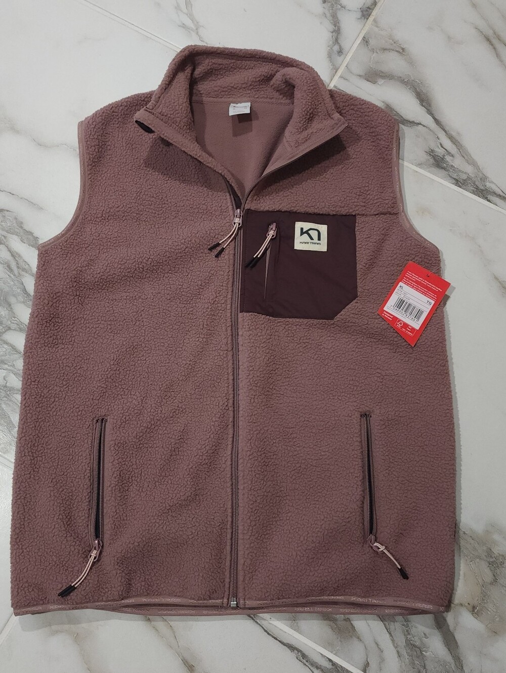 Kari Traa Mauve Womans Fleece Vest with Contrast Chest Pocket